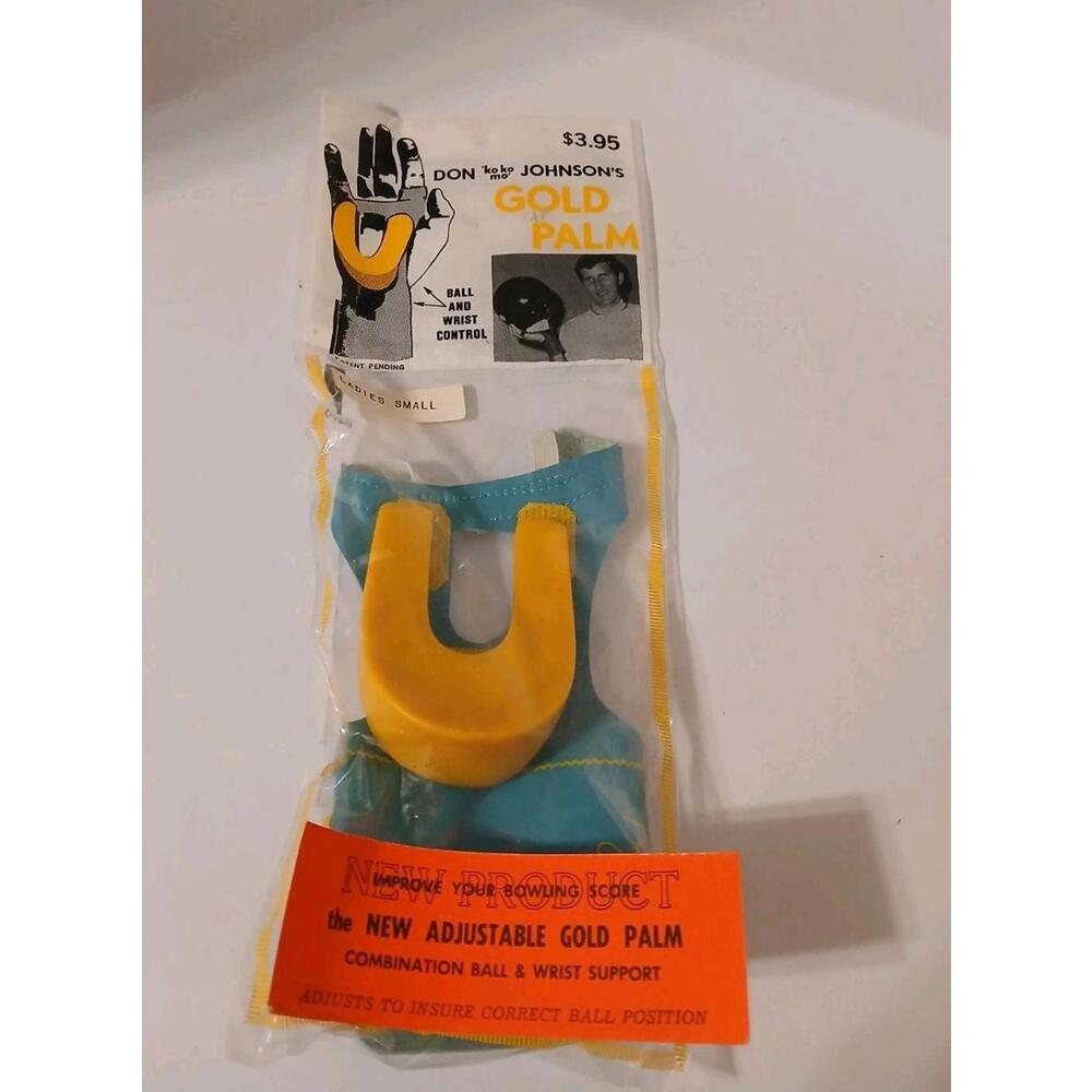 Don Johnsons Gold Palm Bowling Glove Womans Small Teal Sports Female